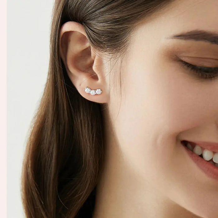 Premium 925 Sterling Silver Earrings With Excellent-Cut Moissanite Stones SF