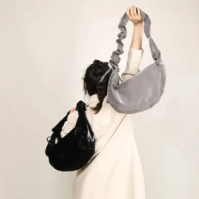 PU Leather Shoulder Bag – Versatile Solid-Color Satchel SF