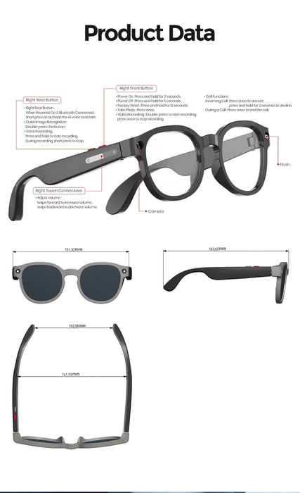 AI Smart Glasses with 4K Camera & Translation – Bluetooth Calling Music Sunglasses SF