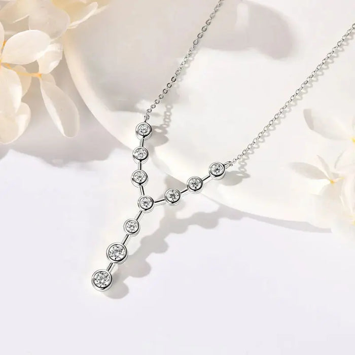 925 Sterling Silver Moissanite Y-Shaped Pendant Necklace SF