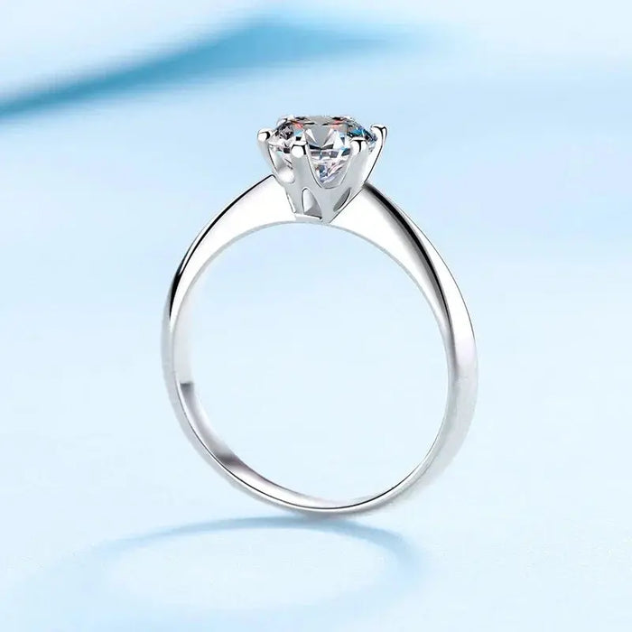Moissanite Engagement Ring – D-Color VVS1 Sterling Silver SF