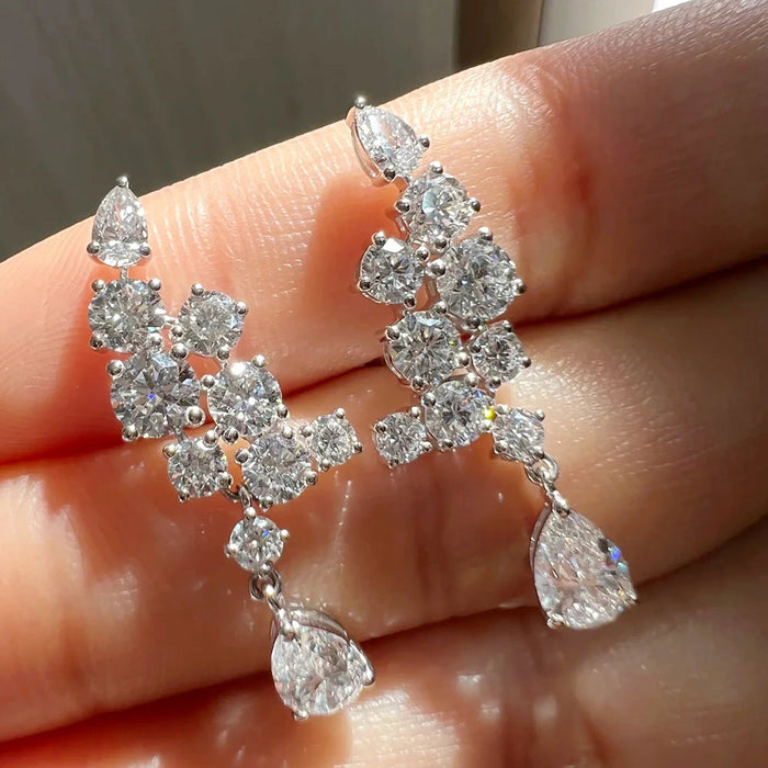 Pear Cut Moissanite Drop Earrings – D Color VVS1 Elegance SF