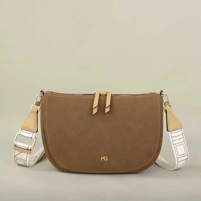 Soft Oxford women's dumpling hobo bag with zipper, open pocket, side view