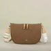 Soft Oxford women's dumpling hobo bag with zipper, open pocket, side view