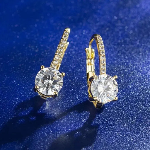 925 Sterling Silver Drop Earrings with 6.5mm D-Color Moissanite, Certified Fine Jewelry