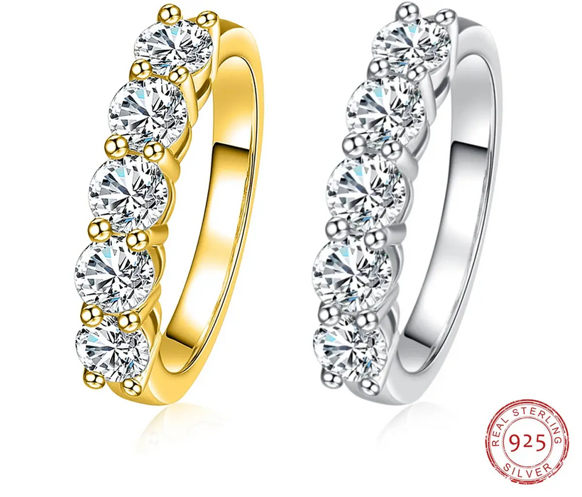 1.5CT D-color VVS1 moissanite eternity wedding band ring in 18K gold finished 925 sterling silver