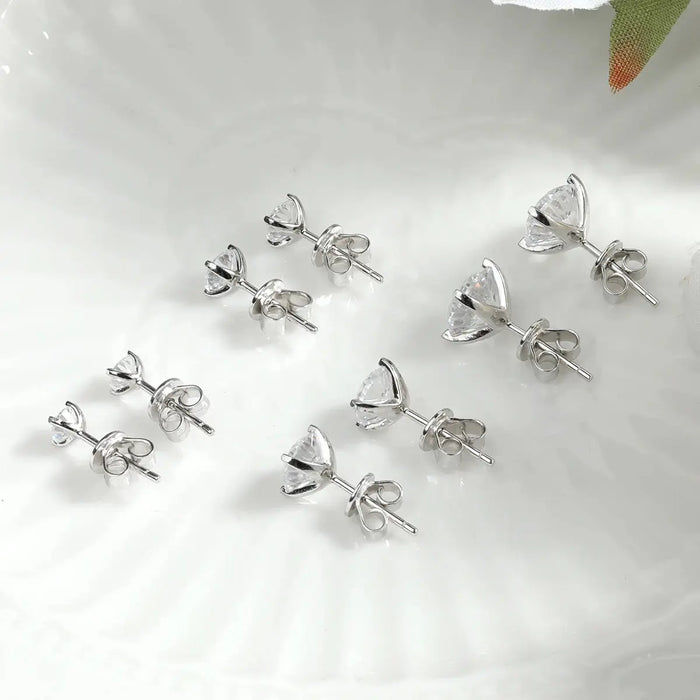 Certified Moissanite Stud Earrings – D-Color VVS1 Round Cut in 925 Sterling Silver SF