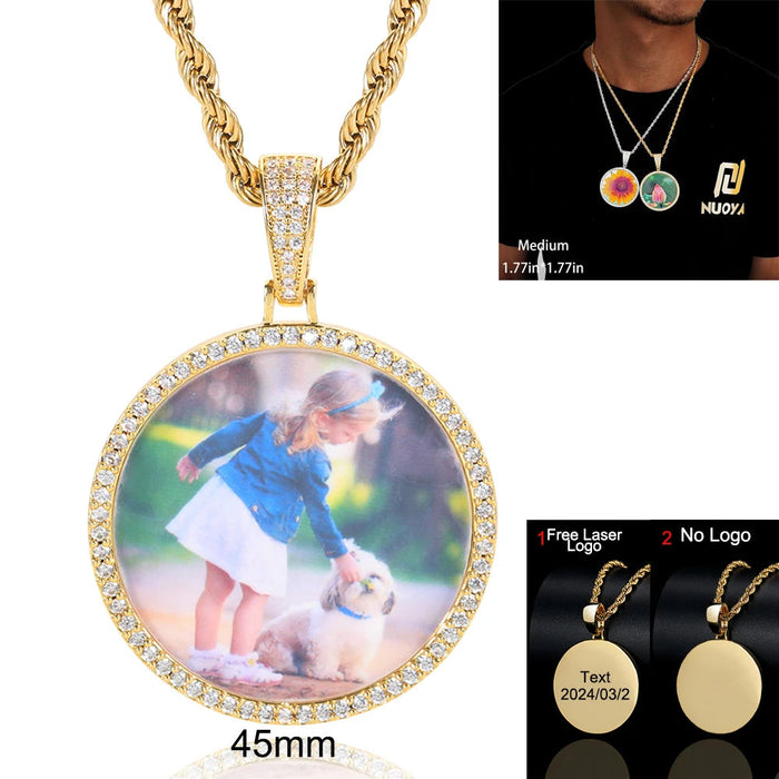 Custom Photo Necklace – Personalized Medallion Picture Pendant Chain SF