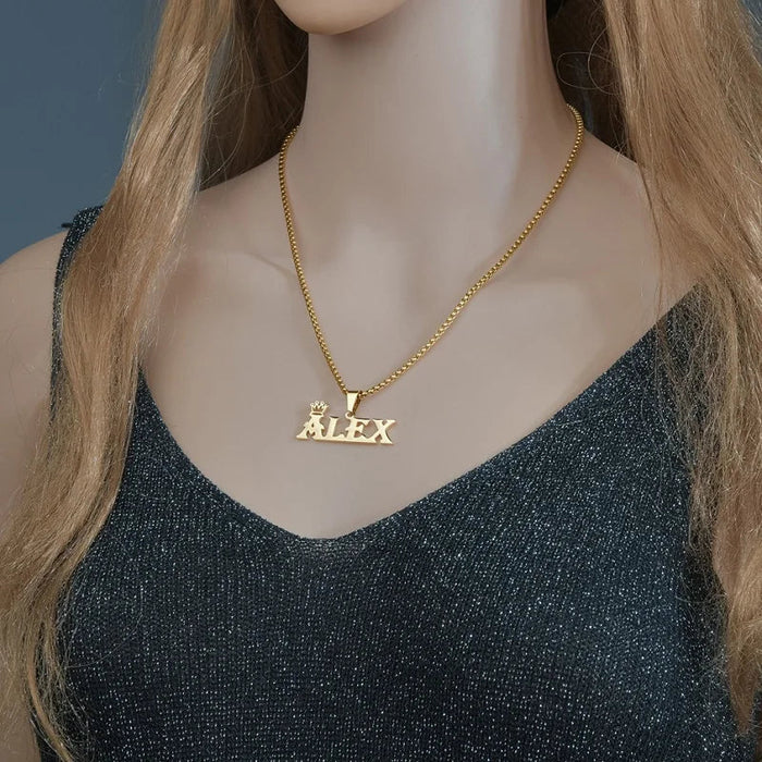 Custom Name Crown Necklace- Trendy Crown Name Necklace in Gold, Silver & Rose Gold SF
