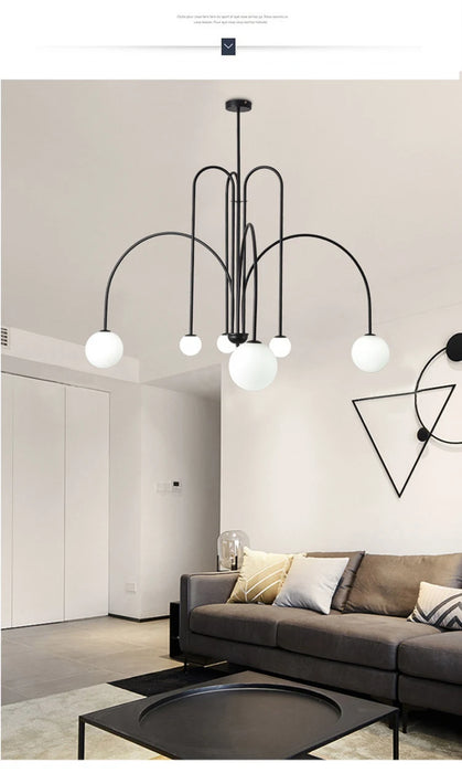 Modern LED Chandelier – Frosted Glass Pendant Light for Elegant Interiors - Samanta Factory