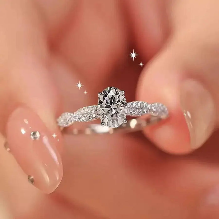 Moissanite Fashion Ring – Platinum-Plated Sparkle for Women SF