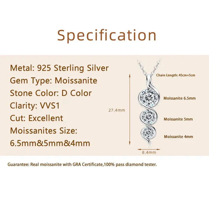Moissanite Pendant Necklace – Twisted Round-Cut D-Color VVS1 SF