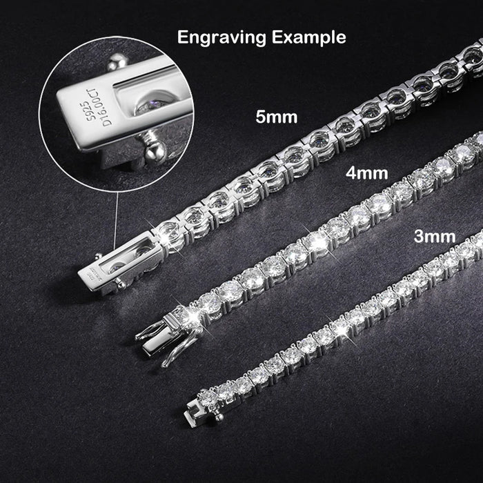 EWYA D Color Moissanite Tennis Bracelet 925 Silver 18K Gold - Samanta Factory