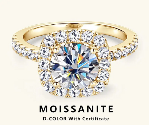 2ct D-color moissanite halo ring in sterling silver
