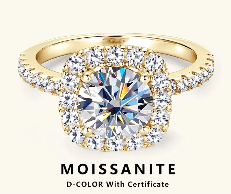 2ct D-color moissanite halo ring in sterling silver