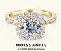 2ct D-color moissanite halo ring in sterling silver