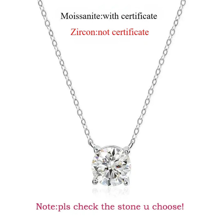 Moissanite Solitaire Necklace – Certified VVS1 Round Stone SF