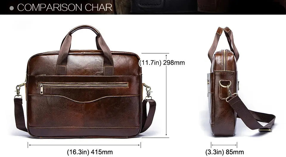 Leather Business Briefcase – Lightweight Men’s Work Tote Bag SF