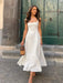 A-line Strap Long Dress – Square Neck & Backless Design - Samanta Factory