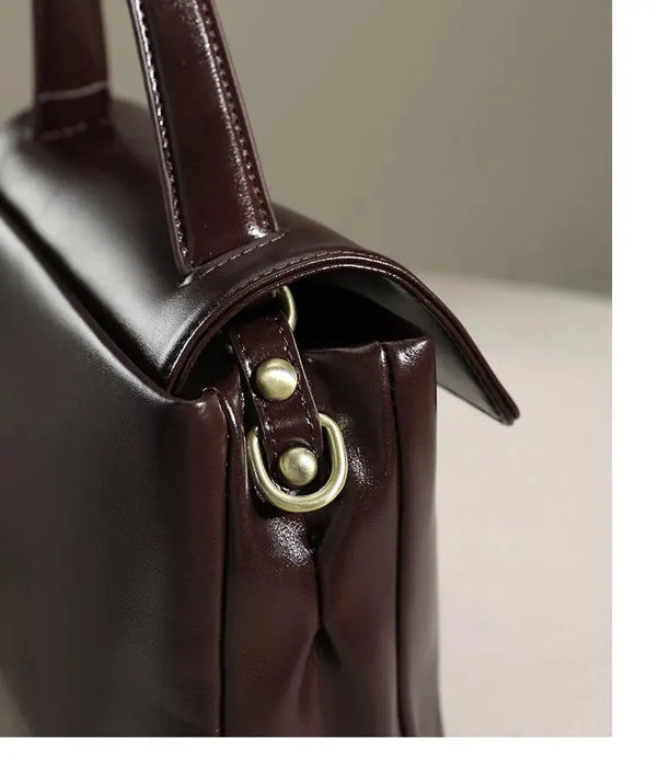 Women’s  Leather Shoulder Bag – Compact Casual Satchel SF