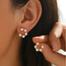 Moissanite 3.5mm Stud Earrings – 925 Silver Gold-Plated Half Hoop Design for Women SF