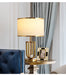 European-Style Bedside Table Lamp – Fabric Shade with Crystal Accent - Samanta Factory