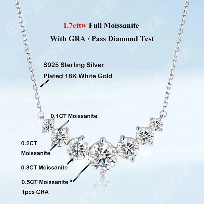 Moissanite Pendant Necklace – 7-Stone 925 Sterling Silver D-Color VVS1 SF
