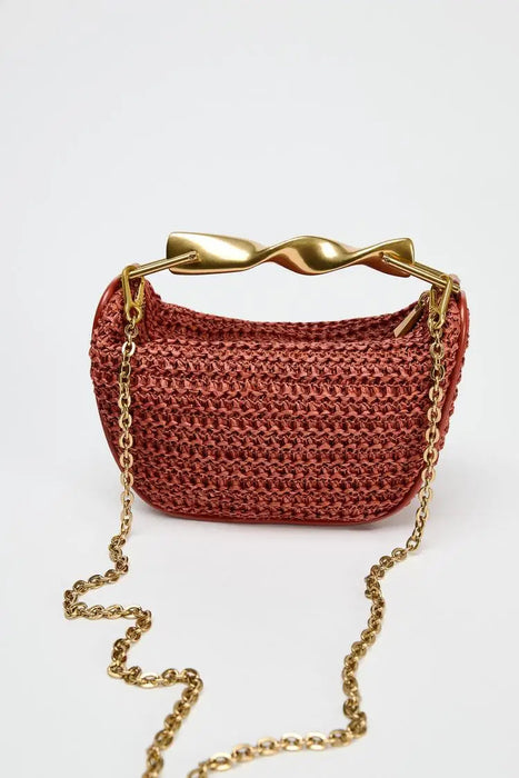Women's Half Moon Straw Bag – Woven Bucket Crossbody Shoulder Bag for Summer Beach SF