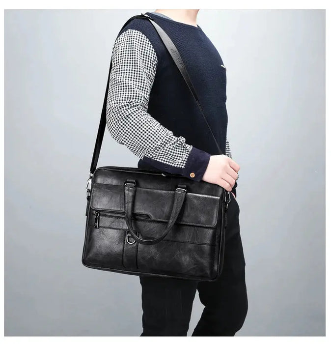 Men’s Business Briefcase – PU Leather Office Work Bag SF