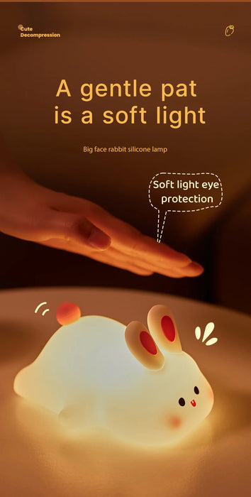 Cute Rabbit Night Light Silicone Lamp – Touch Sensor Soft LED Kids Sleep Light SF