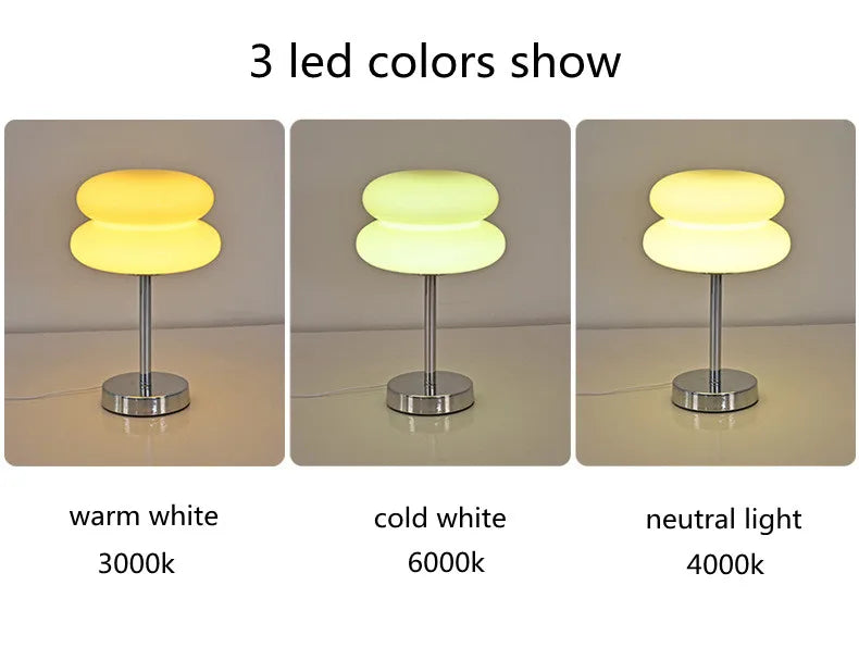 Modern Stained Glass Table Lamp – Touch Control LED Bedside Lighting - Samanta Factory