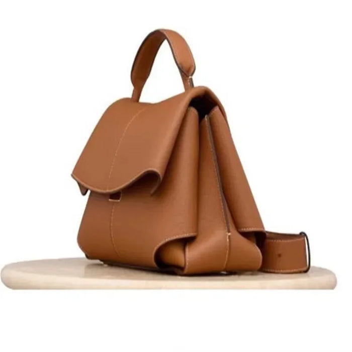 European Style Shoulder Handbag-Pleated Cowhide Leather Designer Crossbody Bag for Women - Samanta Factory
