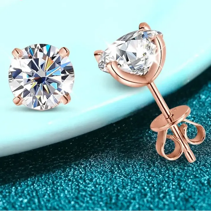 Premium Moissanite Stud Earrings – Brilliant D Color VVS1 Stones SF