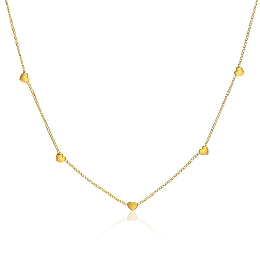 Gold stainless steel heart link chain necklace with engraved personalization option