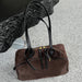Women's Genuine Cowhide Leather Tote Bag – Large Capacity Suede Velvet Shoulder Handbag SF