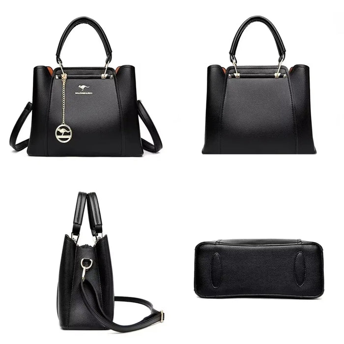 Women’s Soft PU Leather Handbag – Fashionable Casual Tote with Sequined Detail - Samanta Factory
