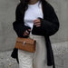 Women’s Leather Baguette Handbag – Minimalist Day Clutch SF