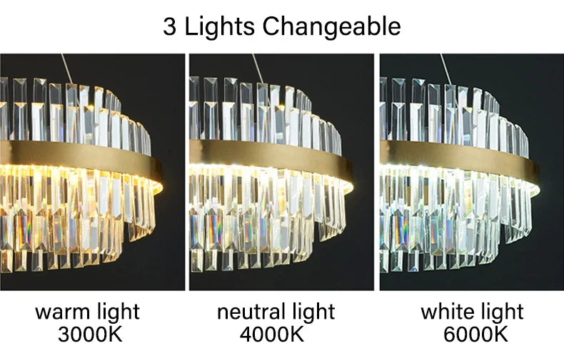 Modern Luxury LED Crystal Chandelier – Dimmable Remote-Controlled Ceiling Light - Samanta Factory