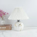 Korean Table Lamp – Vintage Pleated Fabric Shade with Ceramic Base - Samanta Factory