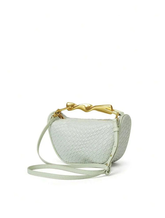 Women's Half Moon Straw Bag – Woven Bucket Crossbody Shoulder Bag for Summer Beach SF
