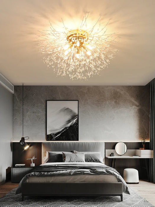 Crystal Dandelion Ceiling Light – 4-Light Nordic Chandelier for Living Room & Dining Room SF