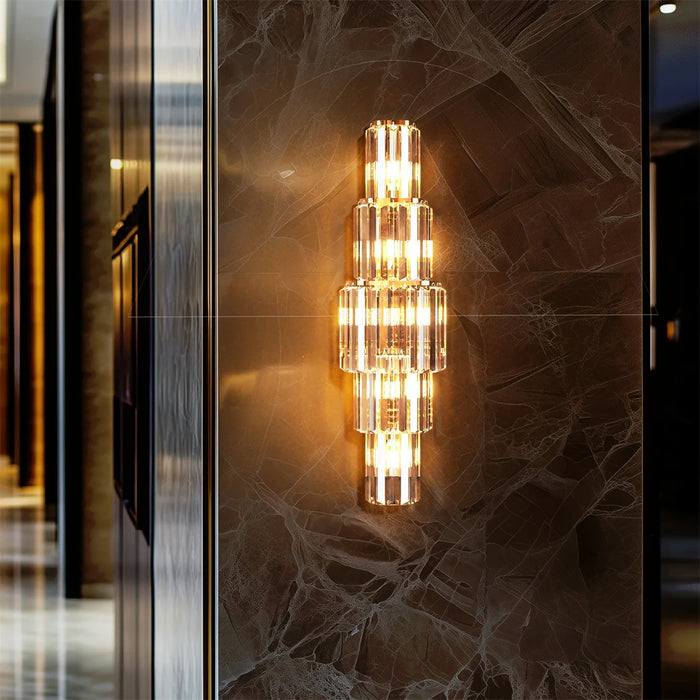 Crystal Wall Sconce – Luxurious 3- or 5-Tier LED Lighting with Gold Finish - Samanta Factory