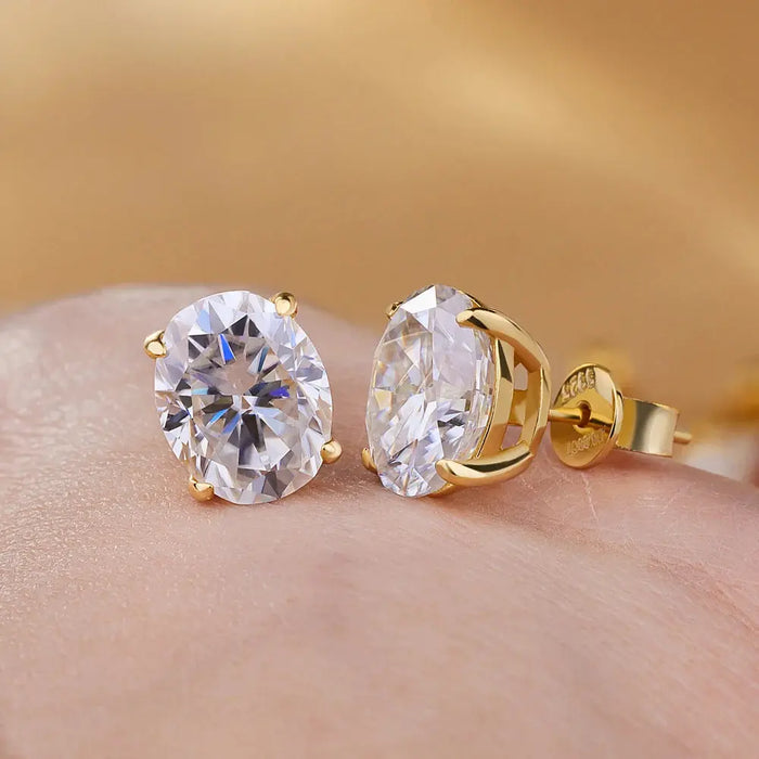 Moissanite Stud Earrings – D Color Oval Cut Sterling Silver SF