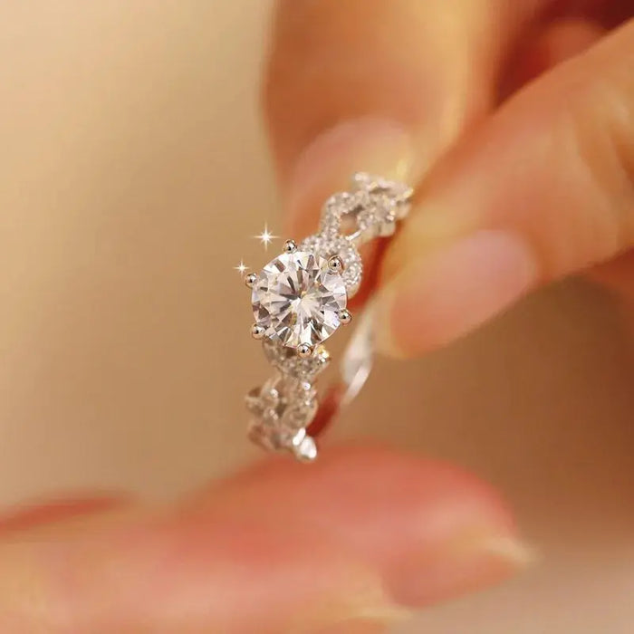 Moissanite Ring – S925 Sterling Silver 18K White Gold Plated SF