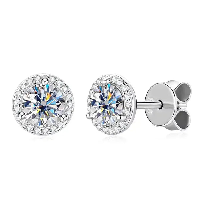 Premium 925 Sterling Silver Round Cut Earrings for Timeless Brilliance SF