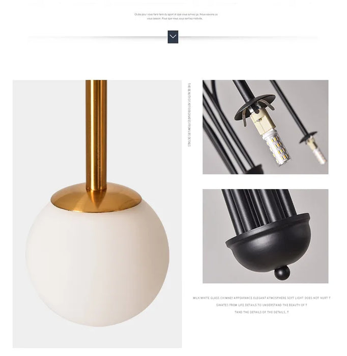 Modern LED Chandelier – Frosted Glass Pendant Light for Elegant Interiors - Samanta Factory