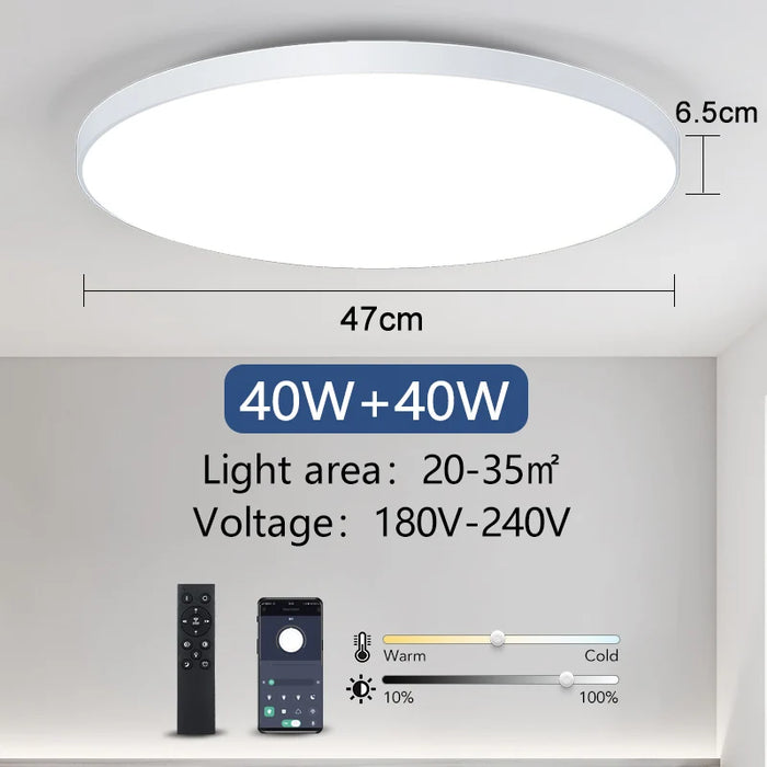 MARPOU Big Size Smart ceiling lamp led lamp for bedroom 80W ceiling lights with Remote control Dimmable led lights for room - Samanta Factory