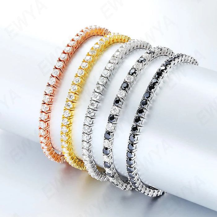 EWYA D Color Moissanite Tennis Bracelet 925 Silver 18K Gold - Samanta Factory