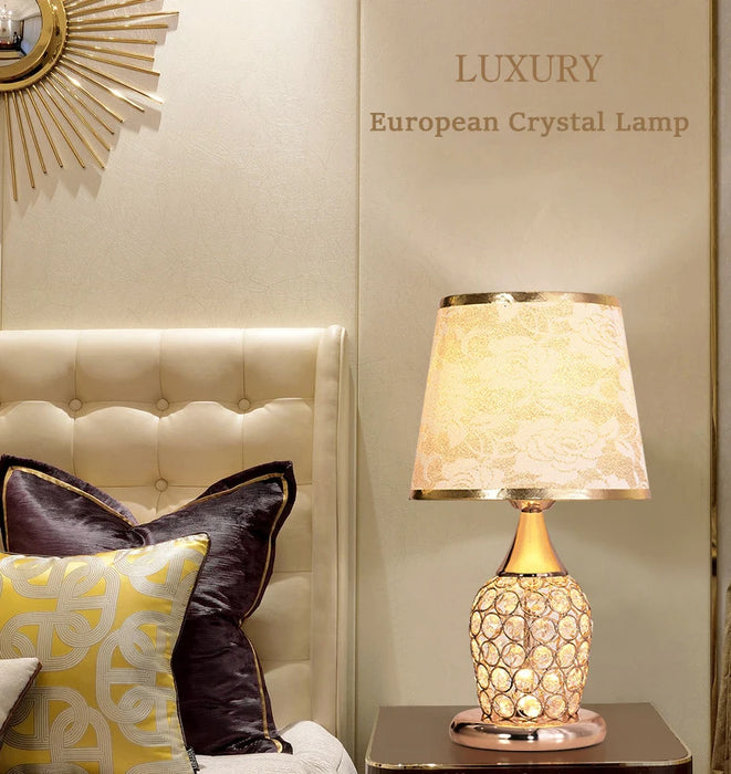 Crystal Table Lamp – Elegant Bedside Light with Polished Chrome Finish - Samanta Factory