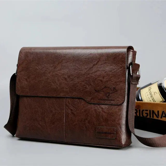 Men’s Business Satchel Bag – Slim PU Leather Shoulder Bag SF
